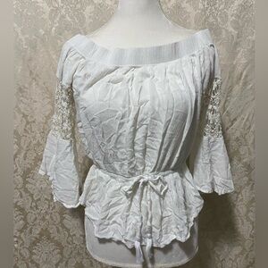 Off shoulder 3/4 sleeve peasant blouse